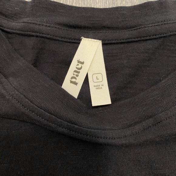 Pact Featherweight Slub Long Sleeve Black Tee Size L - Picture 3 of 6